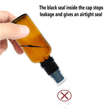 Load image into Gallery viewer, 50ml Amber Glass Bottles with Black Atomiser Spray and Clear Overcap