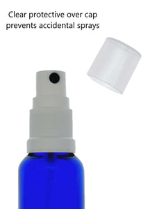 20ml Blue Glass Bottles with White Atomiser Spray and Clear Overcap