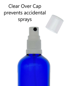 50ml Blue Glass Bottles with White Atomiser Spray and Clear Overcap