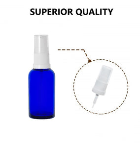 30ml Blue Glass Bottles with White Treatment Pump and Clear Overcap