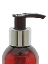 Load image into Gallery viewer, 200ml Tall Amber Plastic Bottle with 24mm 410 Silver/Black Lotion Pump