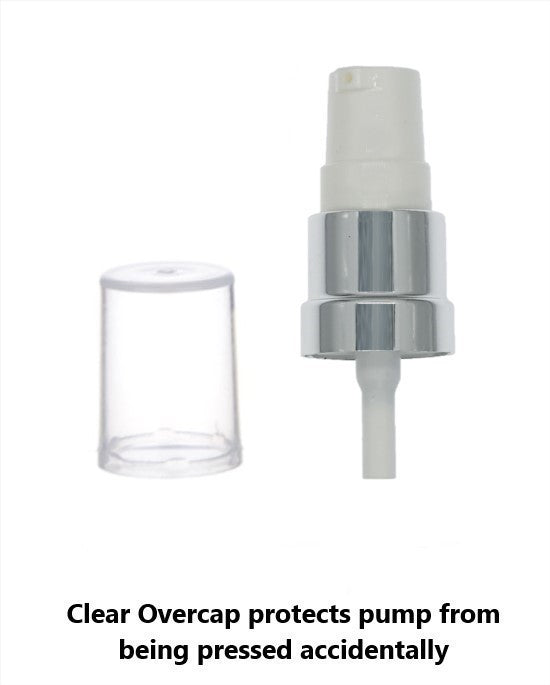 50ml Clear Glass Bottles with Silver/White Treatment Pump and Clear Overcap