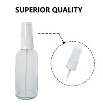 Load image into Gallery viewer, 100ml Clear Glass Bottles with White Treatment Pump and Clear Overcap