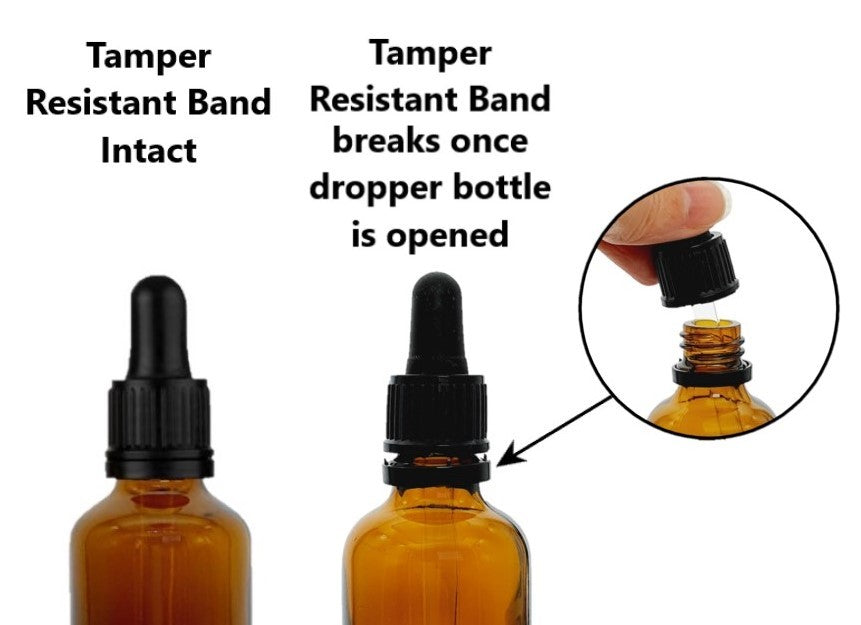 25ml Amber Glass Bottles with Tamper Resistant Glass Pipettes