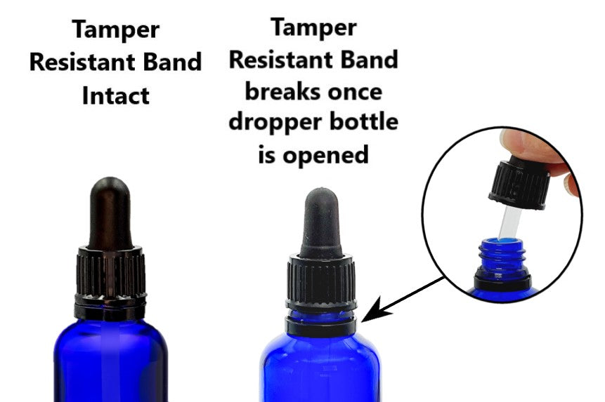 50ml Blue Glass Bottles with Tamper Resistant Glass Pipettes