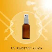 Load image into Gallery viewer, 30ml Amber Glass Bottles with White Atomiser Spray and Clear Overcap