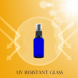 30ml Blue Glass Bottles with Black Treatment Pump and Clear Overcap