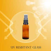 Load image into Gallery viewer, 20ml Amber Glass Bottles with Black Atomiser Spray and Clear Over Cap