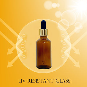 50ml Amber Glass Bottles with Gold/Black Glass Pipettes