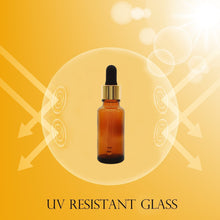 Load image into Gallery viewer, 25ml Amber Glass Bottles with Gold/Black Glass Pipettes