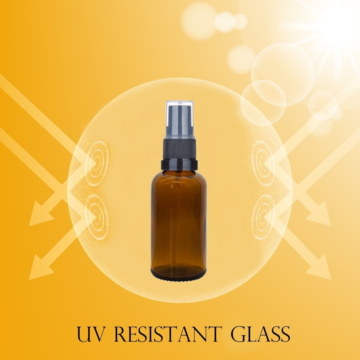 30ml Amber Glass Bottles with Black Atomiser Spray and Clear Overcap