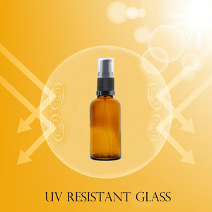 50ml Amber Glass Bottles with Black Treatment Pump and Clear Overcap