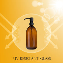 Load image into Gallery viewer, 500ml Amber Glass Soap Dispenser Bottles with Matt Black Metal Pump