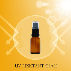 15ml Amber Glass Bottles with Black Atomiser Spray and Clear Overcap