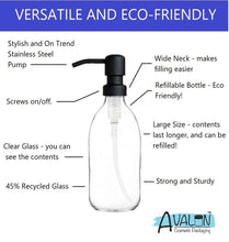 Load image into Gallery viewer, 500ml Clear Glass Soap Dispenser Bottles with Matt Black Metal Pump