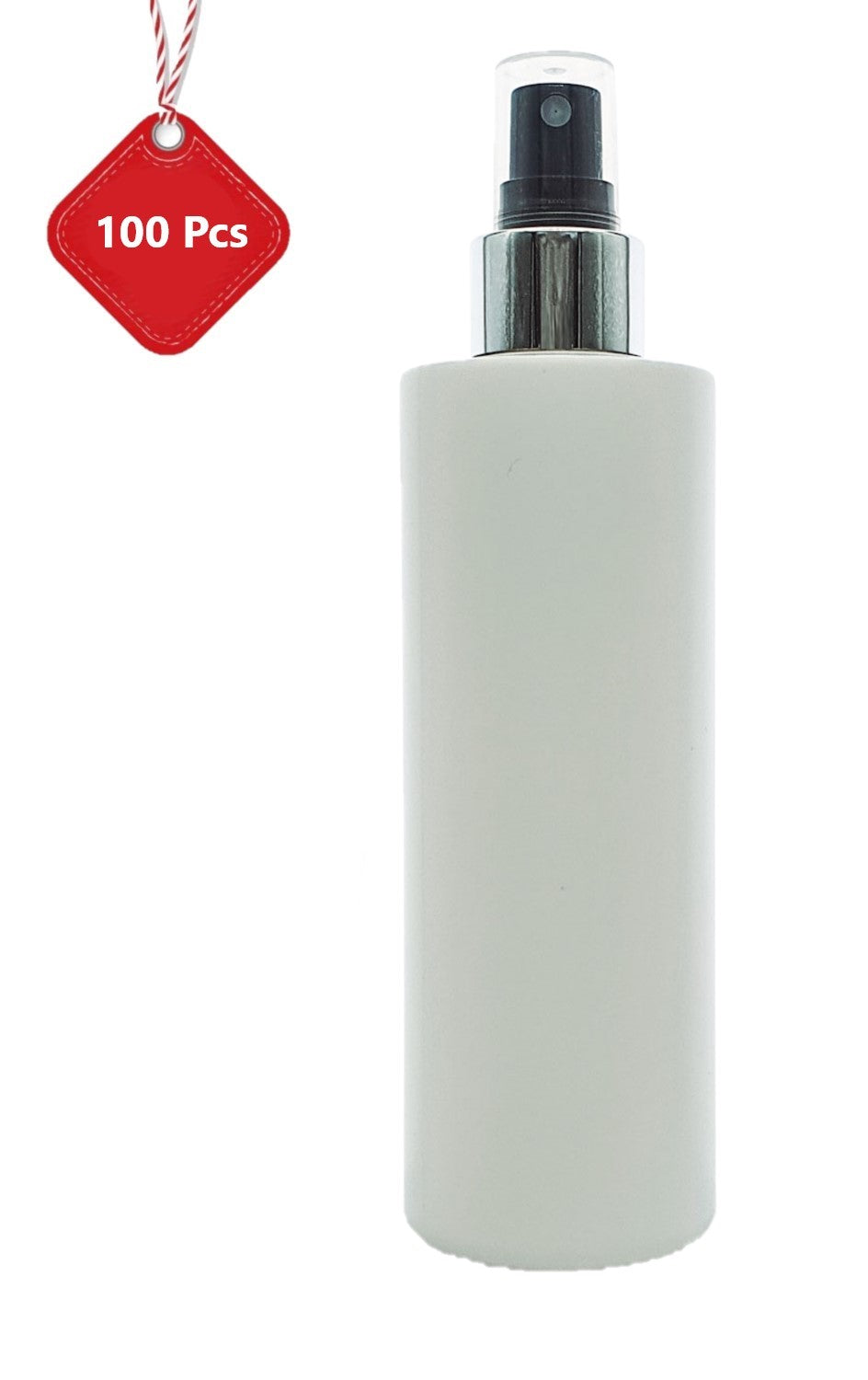 250ml White Plastic HDPE Bottle with Silver/Black Finger Spray