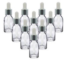 Load image into Gallery viewer, 15ml Clear Glass Bottles with Silver/White Glass Pipettes