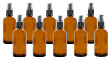 Load image into Gallery viewer, 100ml Amber Glass Bottles with Black Treatment Pump and Clear Overcap