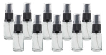 Load image into Gallery viewer, 10ml Clear Glass Bottles with Black Treatment Pump with Clear Overcap