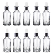 Load image into Gallery viewer, 30ml Clear Glass Bottles with Silver/White Glass Pipettes