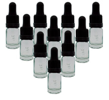 Load image into Gallery viewer, 5ml Clear Glass Bottles with Black Tamper Resistant Glass Pipettes