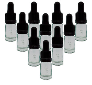 5ml Clear Glass Bottles with Black Tamper Resistant Glass Pipettes