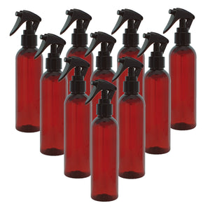 200ml Tall Amber Plastic PET Bottle with 24mm 410 Black Trigger Spray