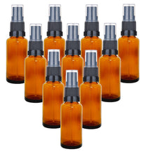 Load image into Gallery viewer, 20ml Amber Glass Bottles with Black Atomiser Spray and Clear Over Cap