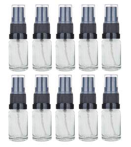 10ml Clear Glass Bottles with Black Atomiser Spray and Clear Overcap