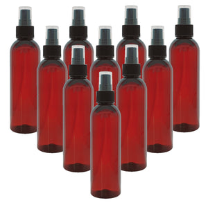 200ml Tall Amber Plastic PET Bottle with 24/410 Black Finger Spray