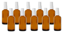 Load image into Gallery viewer, 100ml Amber Glass Bottles with White Treatment Pump and Clear Overcap