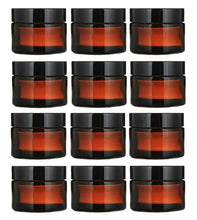 Load image into Gallery viewer, 10ml Amber Brown Glass Jar with Black PP Lid