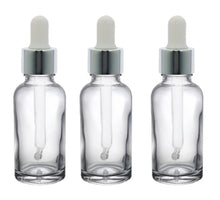 Load image into Gallery viewer, 30ml Clear Glass Bottles with Silver/White Glass Pipettes