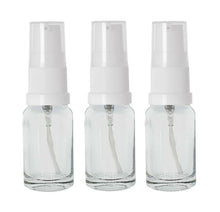 Load image into Gallery viewer, 10ml Clear Glass Bottles with White Treatment Pump with Clear Overcap