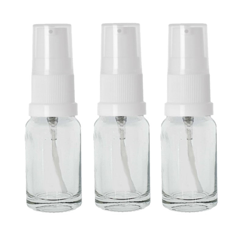 10ml Clear Glass Bottles with White Treatment Pump with Clear Overcap