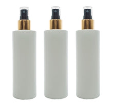 Load image into Gallery viewer, 250ml White Plastic HDPE Bottle with Gold/Black Finger Spray