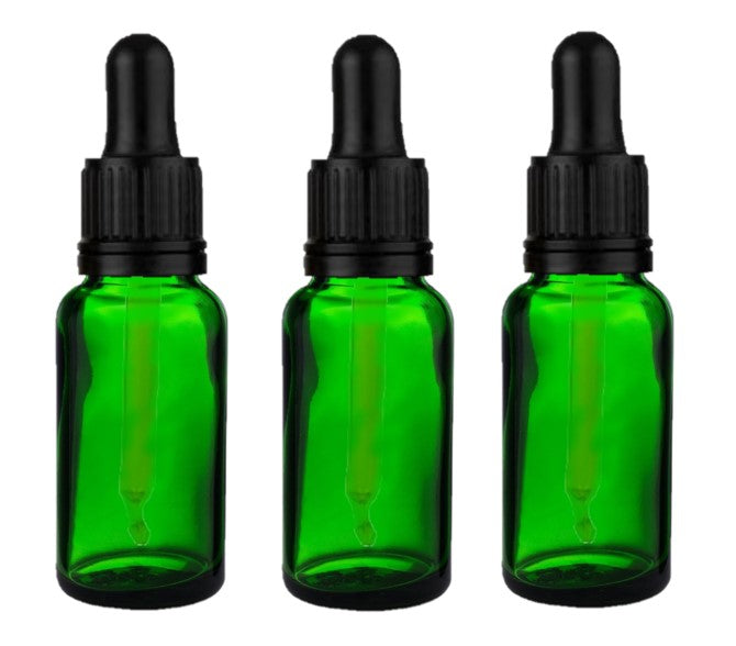 20ml Green Glass Bottles with Tamper Resistant Glass Pipettes