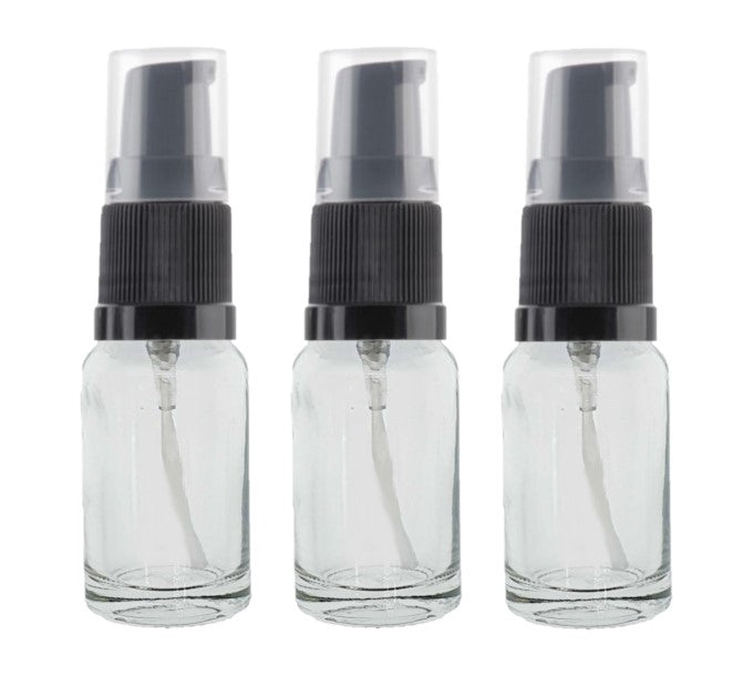 10ml Clear Glass Bottles with Black Treatment Pump with Clear Overcap