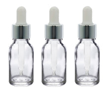 Load image into Gallery viewer, 15ml Clear Glass Bottles with Silver/White Glass Pipettes