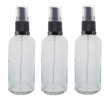 Load image into Gallery viewer, 100ml Clear Glass Bottles with Black Treatment Pump and Clear Overcap