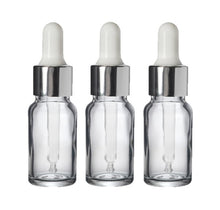 Load image into Gallery viewer, 10ml Clear Glass Bottles with Silver/White Glass Pipettes