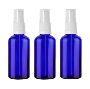 50ml Blue Glass Bottles with White Treatment Pump and Clear Overcap