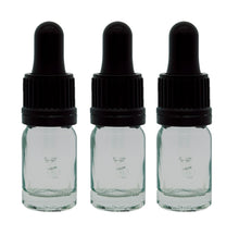 Load image into Gallery viewer, 5ml Clear Glass Bottles with Black Tamper Resistant Glass Pipettes