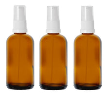 Load image into Gallery viewer, 100ml Amber Glass Bottles with White Treatment Pump and Clear Overcap