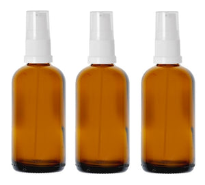 100ml Amber Glass Bottles with White Treatment Pump and Clear Overcap