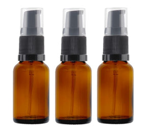 15ml Amber Glass Bottles with Black Treatment Pump and Clear Overcap