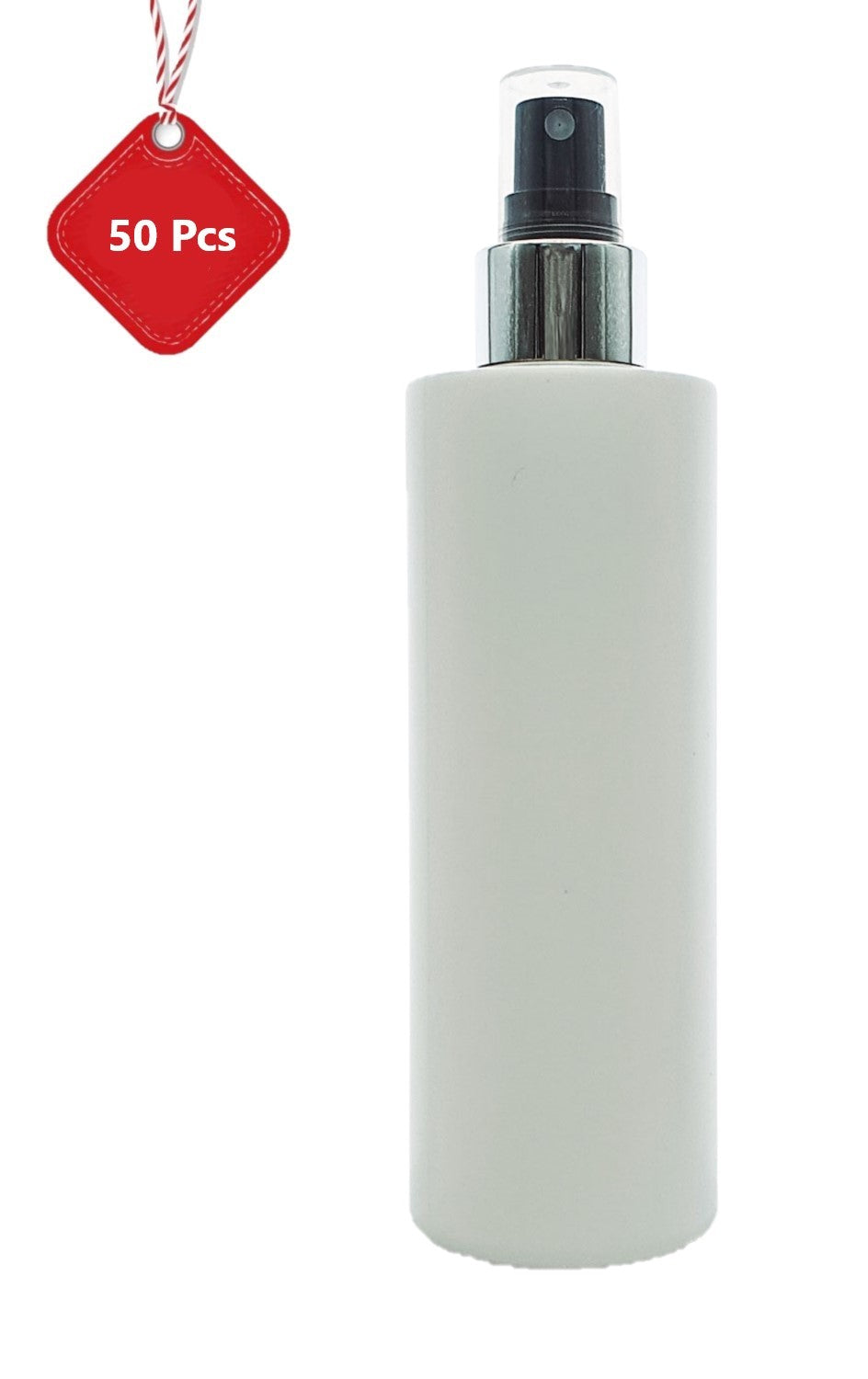 250ml White Plastic HDPE Bottle with Silver/Black Finger Spray
