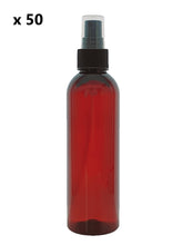 Load image into Gallery viewer, 200ml Tall Amber Plastic PET Bottle with 24/410 Black Finger Spray