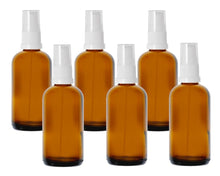 Load image into Gallery viewer, 100ml Amber Glass Bottles with White Treatment Pump and Clear Overcap