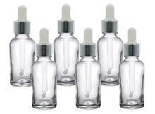 Load image into Gallery viewer, 30ml Clear Glass Bottles with Silver/White Glass Pipettes